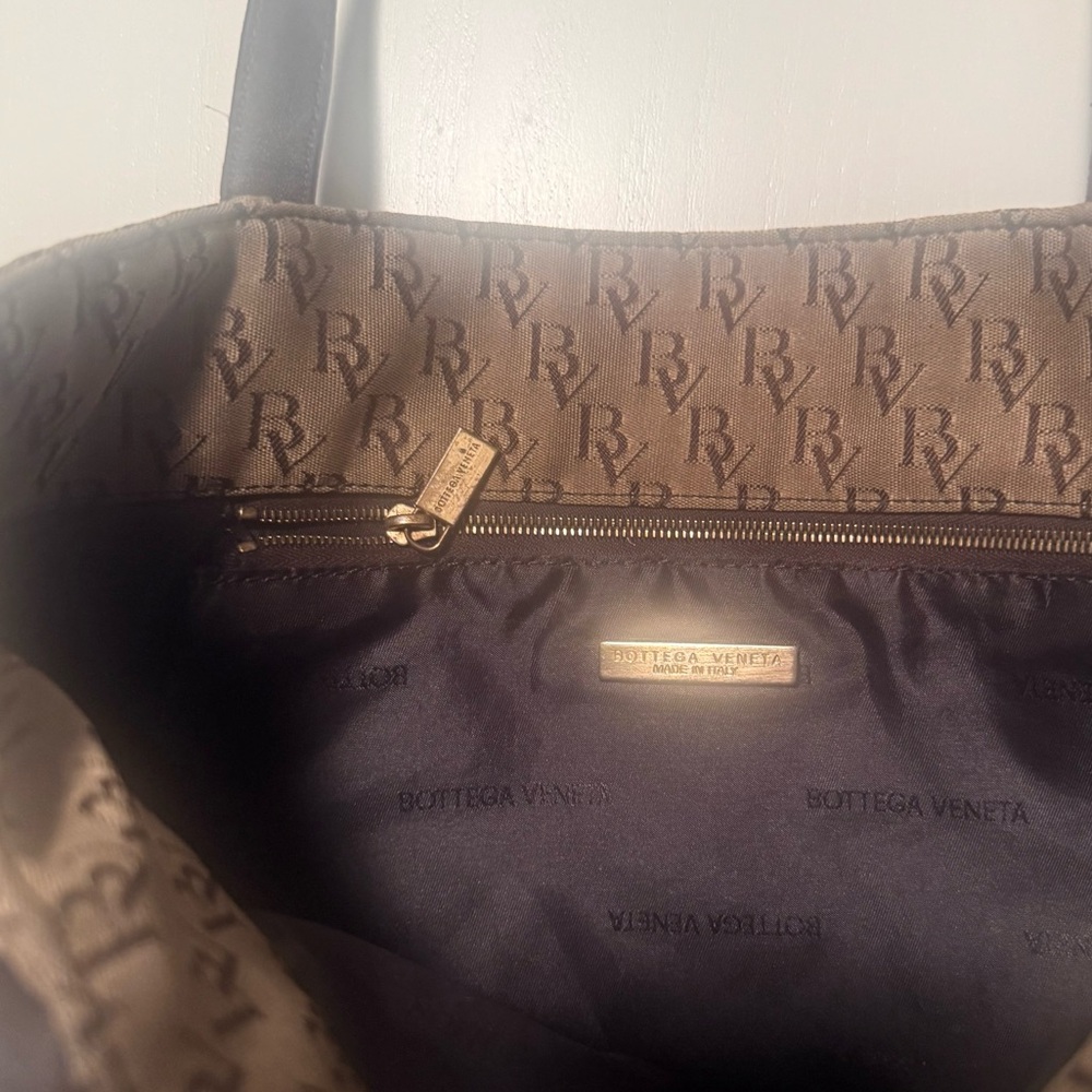 Bottega Veneta Brown Monogram Canvas Tote with Dark Brown Straps - Picture 3 of 7